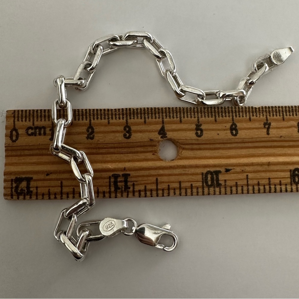 925 Silver 5mm bracelet unisex handmade link chain 6.5 inches